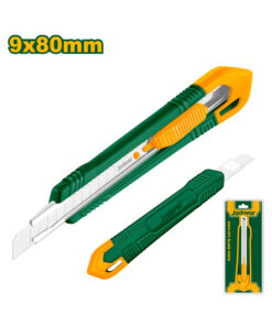 Cutter Trincheta Plástico 9mm x 80mm Jadever Amarillo/Verde JDSK3909