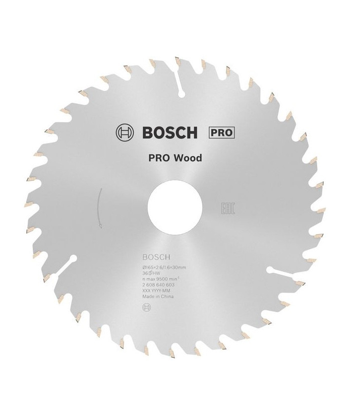 Disco De Sierra Circular 165mm 6,5" 36 Dientes Para Madera PRO Wood Bosch 2608640603