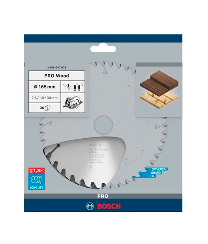 Disco De Sierra Circular 165mm 6,5" 36 Dientes Para Madera PRO Wood Bosch 2608640603 - Imagen 2