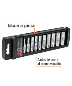 Alternative view of Juego Set Kit Tubos Bocallaves Dados Largos Serie Larga Hexagonal En Pulgada 1/4" a 11/16" Encastre 1/4" x 10 Unidades Truper 14167