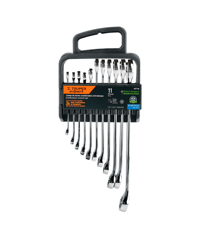 Bandeja Juego Set Kit Llaves Combinadas 6-22mm En Milímetros Milimétricas x 11 Piezas Truper 15778