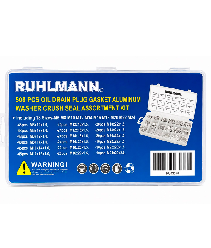Juego Set Kit Arandelas Planas Aluminio X 508 Piezas Ruhlmann RU43370 - Imagen 2