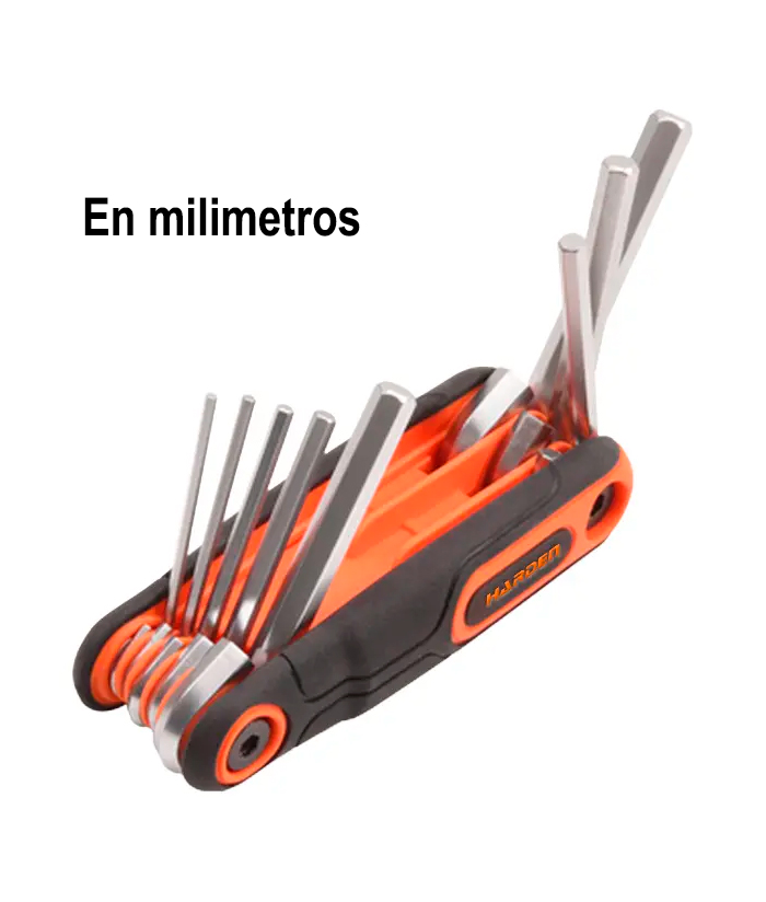 Juego Set Kit Llaves Allen 1,5mm a 8mm 8 En 1 Plegable Navaja Harden 540616