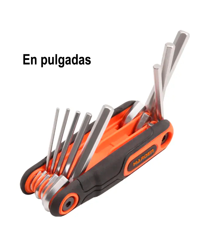 Juego Set Kit Llaves Allen En Pulgadas 8 En 1 Plegable Navaja Harden 540619