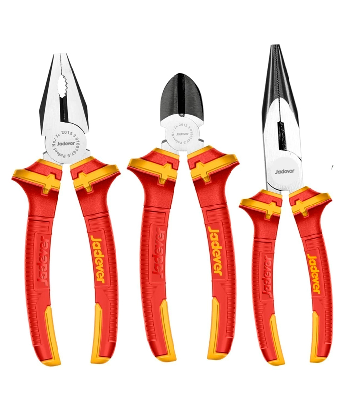 Juego Set Kit Pinzas Aisladas Dieléctricas 1000V 6" y 7" x 3 Unidades Jadever JDPS0633 - Imagen 2