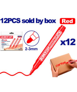 Marcador Industrial Rojo Punta 2-3mm x 12 Unidades Emtop EMJM1503
