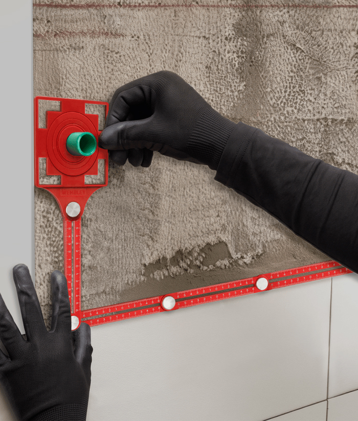 Regla Escuadra Copiadora Aluminio 6 Lados Multiángulos Con Plantilla Agujeros Instalador Instalación de Porcelanatos Cerámicos Wembley 8893 - Imagen 2