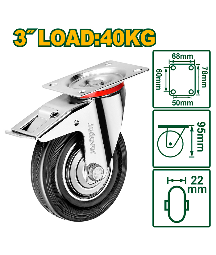 Rueda Giratoria Con Freno 3" Hasta 40 Kilos Jadever JDJL3333