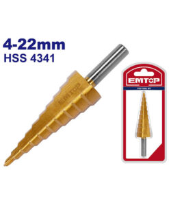 Mecha Escalonada 4 a 22mm HSS 4341 Industrial Emtop Rojo/Azul ESDL42203