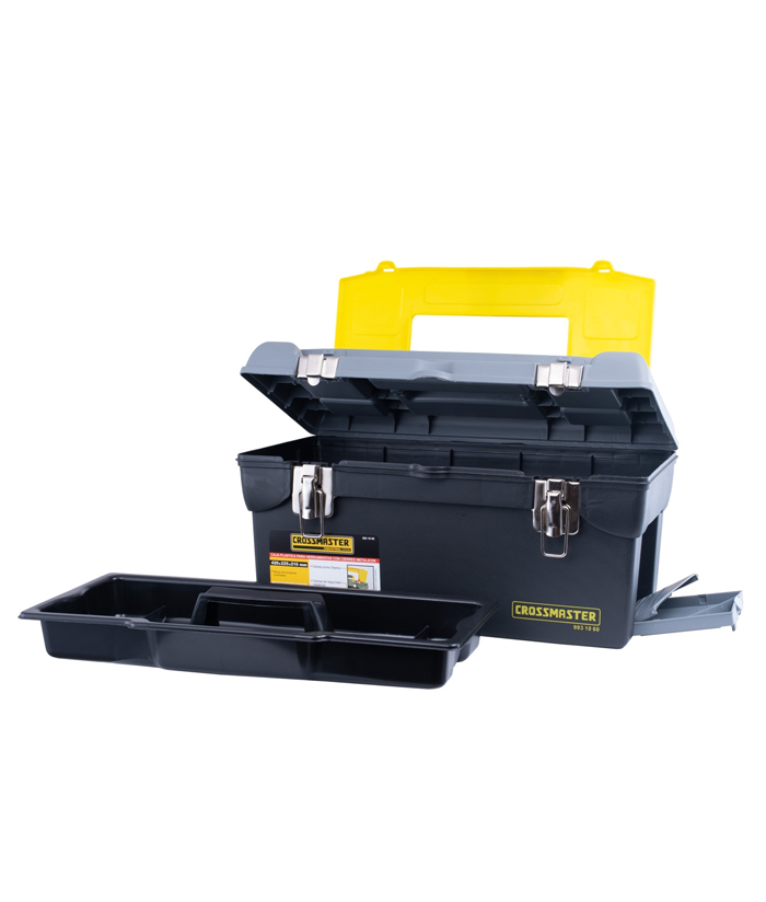 Caja de Herramientas 420 x 225 x 210 mm Porta Plástica Con Cierres Metálicos Negra / Amarilla Crossmaster 9931060 - Imagen 2