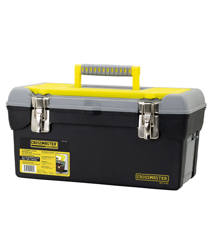 Caja de Herramientas 420 x 225 x 210 mm Porta Plástica Con Cierres Metálicos Negra / Amarilla Crossmaster 9931060