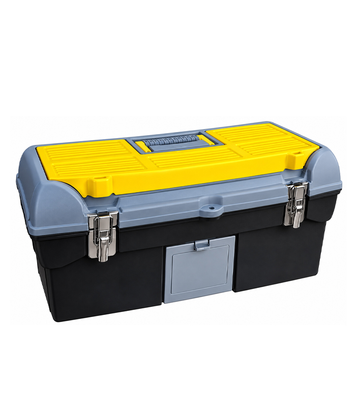 Caja de Herramientas 480 x 265 x 252 mm Porta Plástica Con Cierres Metálicos Negra / Amarilla Crossmaster 9931062 - Imagen 2