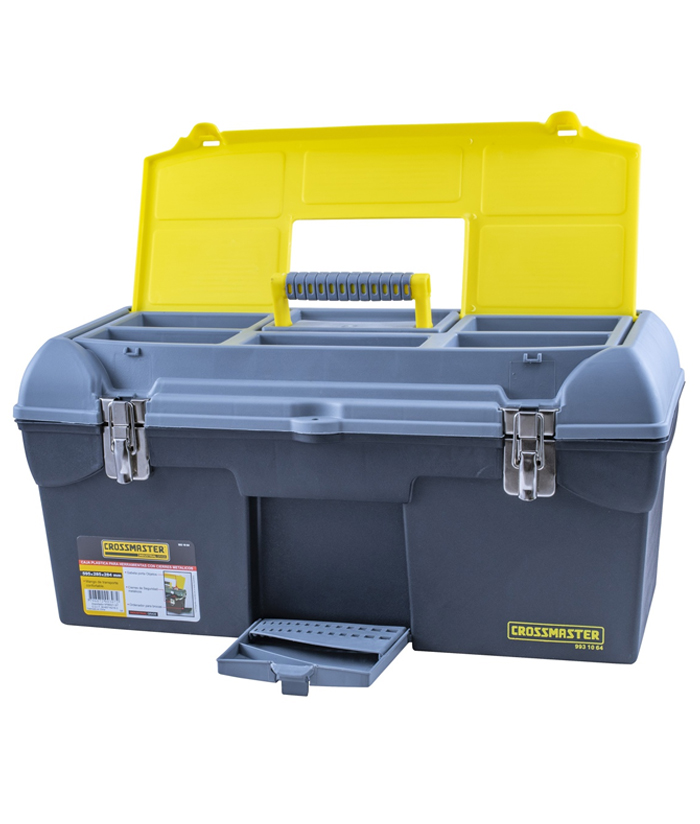 Caja de Herramientas 595 x 285 x 284 mm Porta Plástica Con Cierres Metálicos Negra / Amarilla Crossmaster 9931064