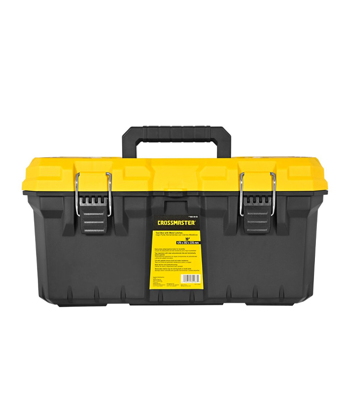 Caja de Herramientas 476 x 252 x 235 mm 19" Porta Plástica Con Cierres Metálicos Negra / Amarilla Crossmaster 9930983