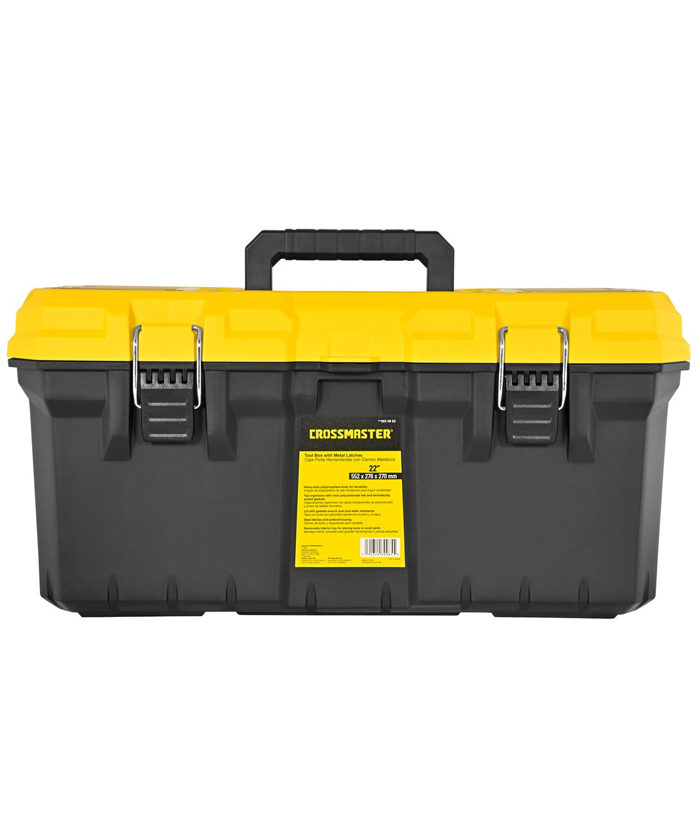 Caja de Herramientas 552 x 276 x 270 mm 22" Porta Plástica Con Cierres Metálicos Negra / Amarilla Crossmaster 9930985