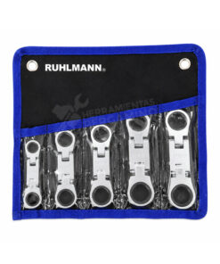 Juego Set Kit de Llaves Combinadas Cortas Con Crique Dobles Articuladas 180° Flexibles 5 Piezas Ruhlmann RU5354