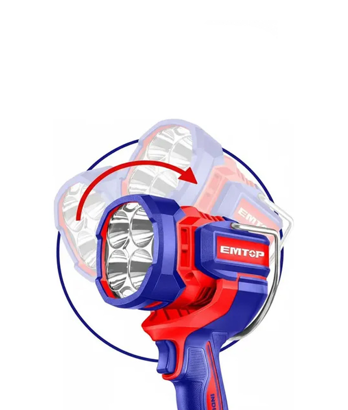 Linterna Reflector Luz Led a Batería Inalámbrica 2000 Lúmenes 22.5W Emtop Rojo / Azul ELWLI20885 - Imagen 3