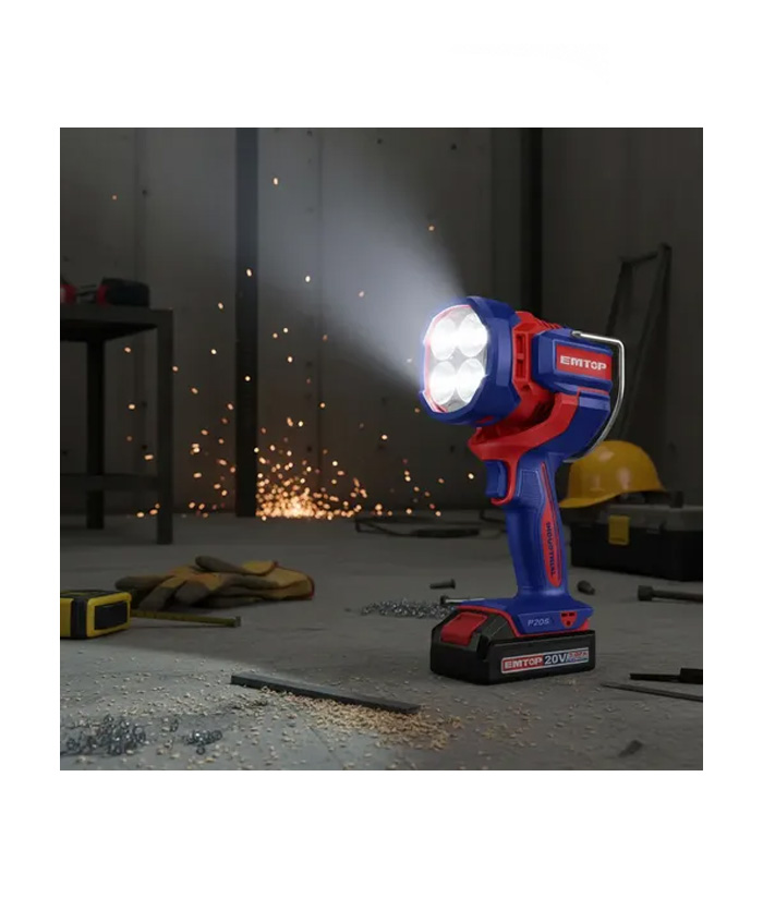 Linterna Reflector Luz Led a Batería Inalámbrica 2000 Lúmenes 22.5W Emtop Rojo / Azul ELWLI20885 - Imagen 4