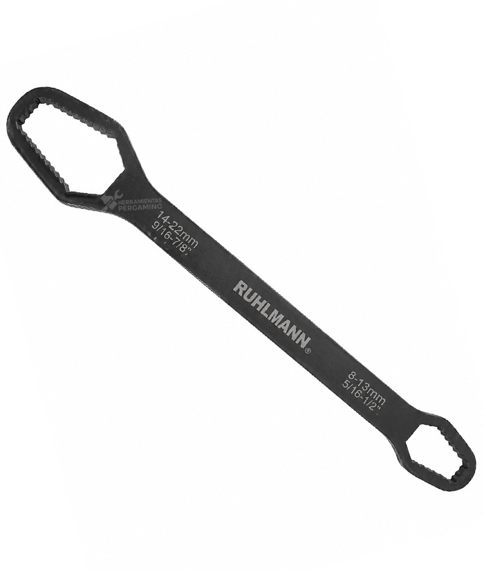 Llave Combinada Multiuso 8 a 22mm Multifunción Universal Autoajustable Doble Boca Ruhlmann RU43376