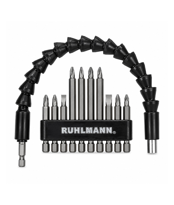 Extensión Flexible Porta Puntas Extensor Magnético Para Taladro Atornillar 11 piezas Ruhlmann RU34814