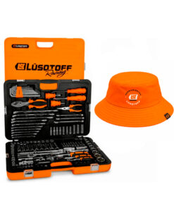 Juego Set Kit Maletín Caja con Tubos Bocallaves Herramientas x 150 Piezas + Piluso De Regalo Racing Lusqtoff Naranja/Negro SHL150-9PI