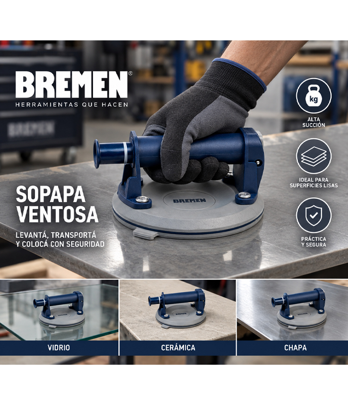 Sopapa Bombeable Manual 100 kilos 150mm Simple Ventosa Liberación Rápida Bremen 8674 - Imagen 2