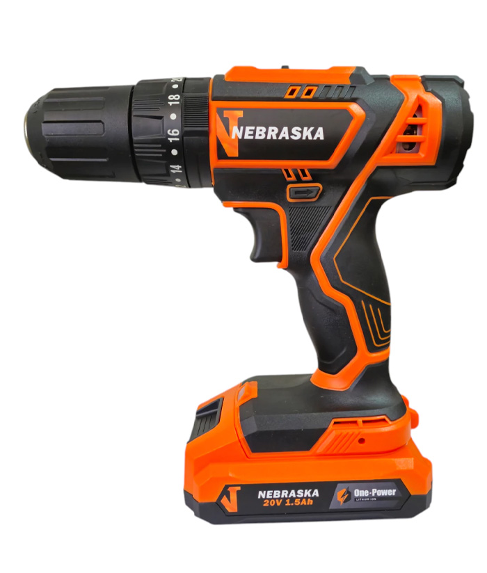 Taladro Atornillador Con Percutor a Batería Inalámbrico 13mm 20V 40Nm + Batería + Cargador + Maletín Nebraska Naranja/Negro NOPTP20 - Imagen 2