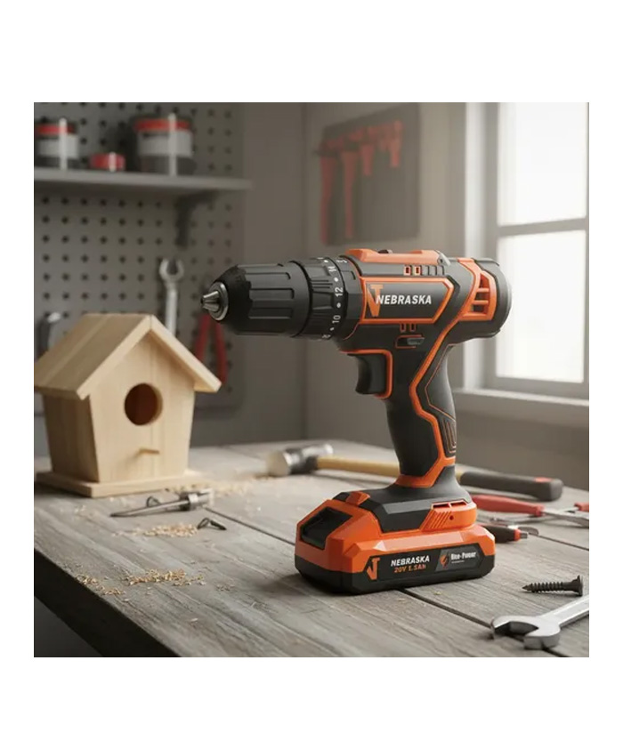 Taladro Atornillador Con Percutor a Batería Inalámbrico 13mm 20V 40Nm + Batería + Cargador + Maletín Nebraska Naranja/Negro NOPTP20 - Imagen 5