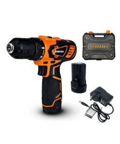 Taladro Atornillador Con Percutor a Batería Inalámbrico 10mm 12V 32Nm + Batería + Cargador + Maletín Nebraska Naranja/Negro NEMEBTA612K