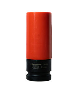 Tubo Bocallave 21mm Rojo De Impacto Para Llantas Hexagonal Largo Encastre 1/2" Lusqtoff L5652