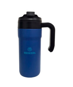 Vaso Térmico Travel Mug Con Manija Y Tapa 650ml Blanco Broksol TER-VAS650AZ