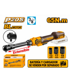 Llave Crique A Batería Inalámbrica Extensible Largo Alcance Encastre 3/8" 65 NM 20V Ingco CDRLI206529