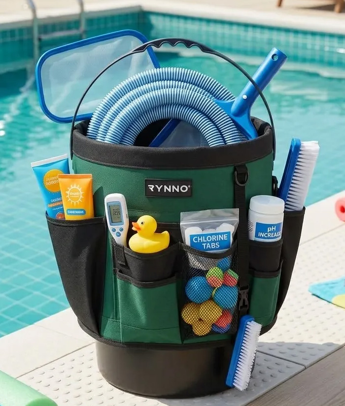 Funda Organizadora Bolso Porta Herramientas Reforzado Para Baldes de 20 Litros Rynno Verde/Negro RY-B700 - Imagen 5