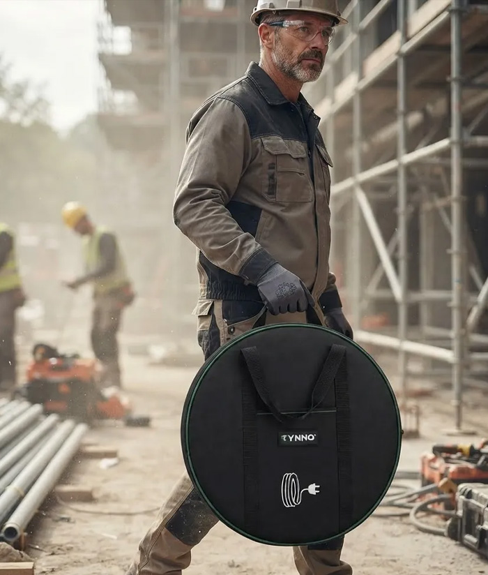 Bolso Organizador Porta Cables Mangueras 400mm Electricistas Rynno Verde/Negro RY-E100 - Imagen 3