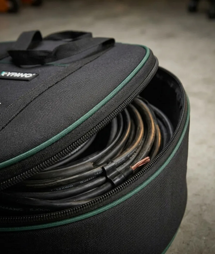 Bolso Organizador Porta Cables Mangueras 400mm Electricistas Rynno Verde/Negro RY-E100 - Imagen 6