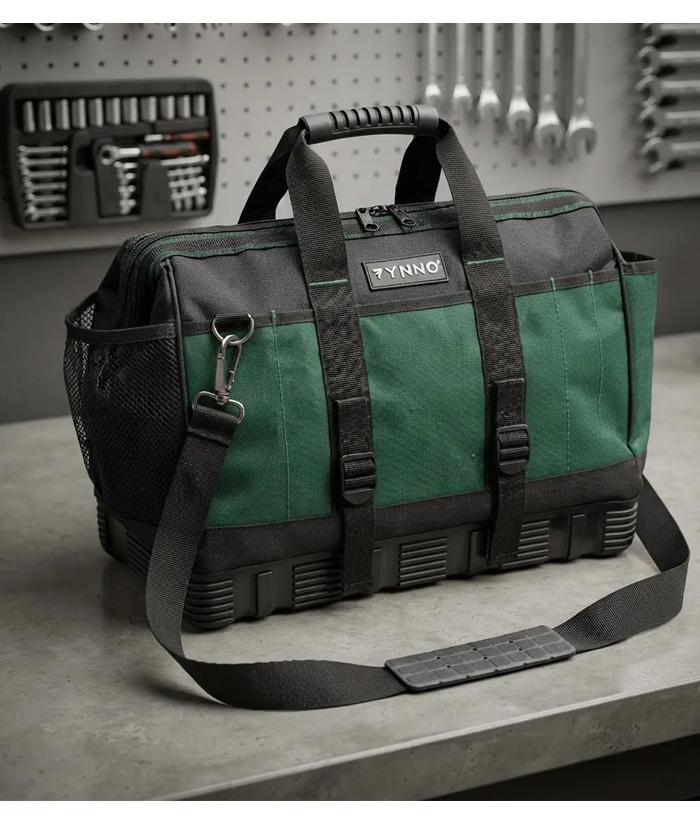 Bolso Cerrado Porta Herramientas 400mm Base Reforzada Profesional Rynno Verde/Negro RY-B250 - Imagen 5