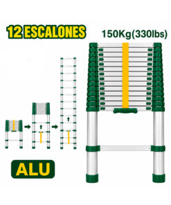 Escalera Telescópica De Aluminio 12 Escalones 3,8 Metros Jadever JDLD5H12