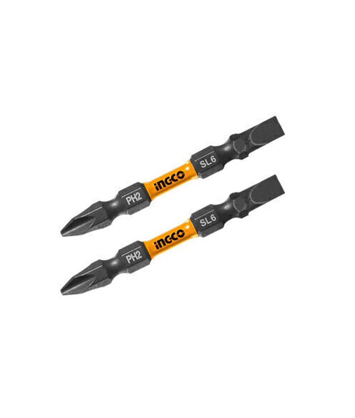Juego Set Kit de Puntas Dobles de Impacto Para Taladro Atornillador Magneticas PH2 + SL6 Phillips Planas x 65mm Blister x2 Industrial SDBIM72HL665 - Imagen 2