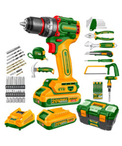 Alternative view of Juego Set Kit Taladro Atornillador Con Percutor A Batería 62Nm Motor Brushless Sin Carbones + Batería + Cargador + Caja de Herramientas 119 piezas Jadever JDDT4B119-4 Amarillo/Verde