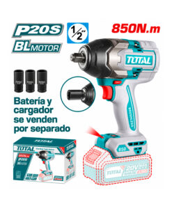 Llave de Impacto Brushless Inalámbrica a Batería 20V Encastre 1/2" + Tubos Total TIWLI20851