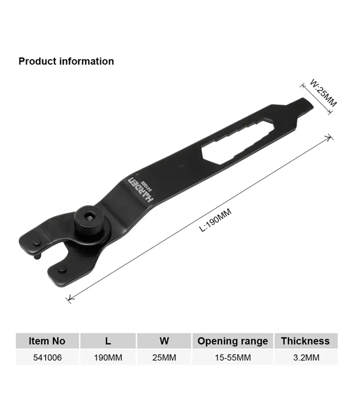 Llave De Ajuste Universal Regulable 15 a 55mm Para Contra Tuerca Amoladora De 4 a 9" Harden 541006 - Imagen 4