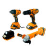 Juego Set Kit Combo 18V Amoladora + Taladro + Llave De Impacto + Power Bank + 1 Batería 2.0 Ah + Batería 4.0 Ah + Cargador + Maletín Lusqtoff Racing LPACK003-8