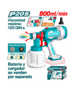 Pistola Máquina Equipo de Para Pintar a Batería Inalámbrica Inalámbrico Industrial 20V Total TSGLI2004 Celeste
