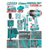 Mesa Carro Gabinete Organizador Rodante 7 Cajones Para Taller + Llave Impacto A Batería Inalámbrica 20V Motor Brushless 1350nm + 296 Herramientas Total UTHPTCS82962 NUEVO MODELO