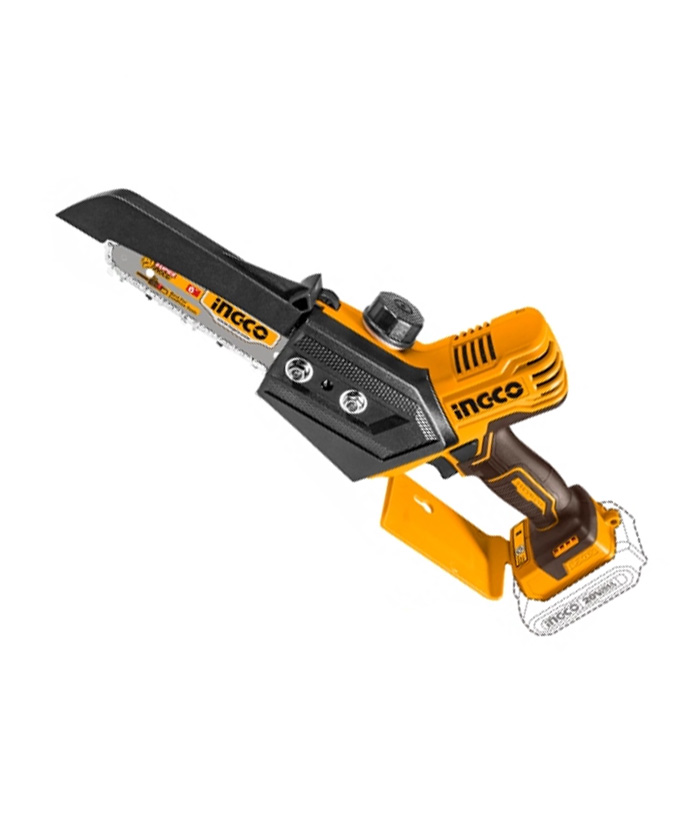 Mini Motosierra Electrosierra a Batería Inalámbrica 6" 150mm 20V Motor Brushless en KIT + Batería + Cargador + Maletín Ingco Naranja/Amarillo CGSLI2056 - Imagen 2