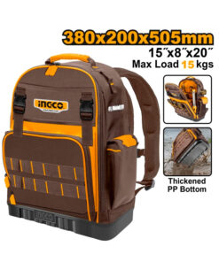 Alternative view of Mochila Porta Herramientas Reforzada De Poliester Oxfgord 38x20x50cm 15kg Ingco Naranja/Amarillo HBP03028