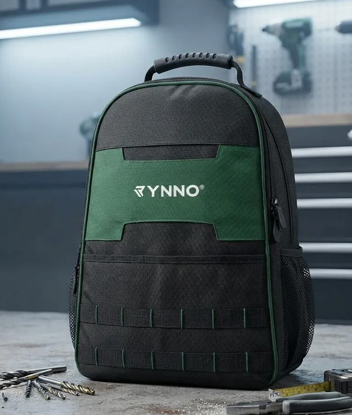 Mochila Porta Herramientas De Trabajo Profesional Rynno Verde/Negro RY-M200 - Imagen 2