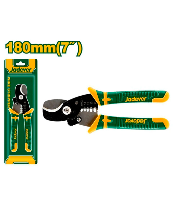 Pinza Alicate Pelacables Manual 7" 180mm Con Borde Para Cortar Alambre 4 Medidas Jadever JDPL5617