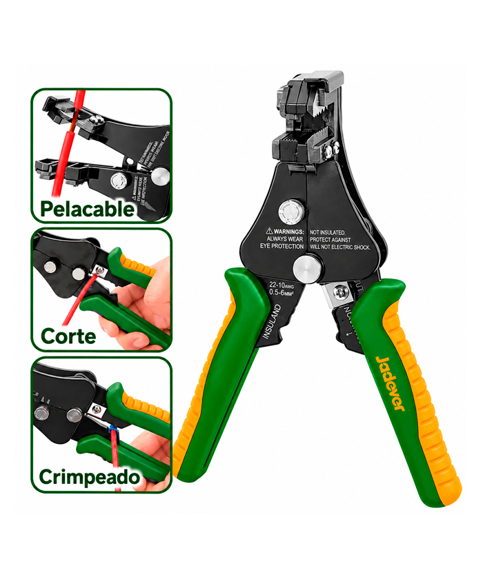 Pinza Pelacables Automático 7" 180mm 3 En 1 Corte Crimpeadora Jadever JDBQ9601