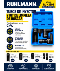 Alternative view of Juego Set Kit Tubos Para Inyectores 22mm Y Limpia Roscas Ruhlmann RU43393